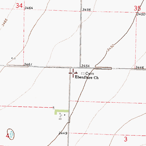 Topographic Map of Ebenflure Church, KS