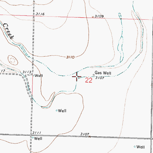 Topographic Map of Wolf Creek, KS