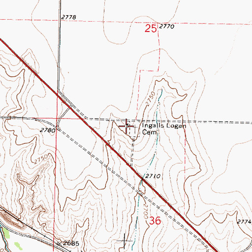 Topographic Map of Ingalls-Logan Cemetery, KS
