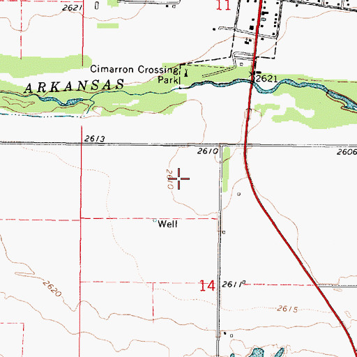 Topographic Map of Cimarron Crossing Park, KS