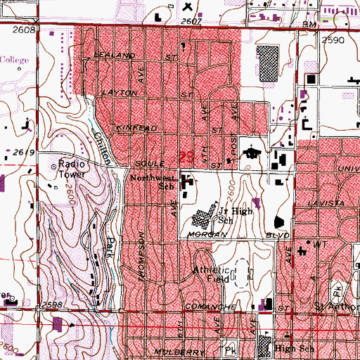 Topographic Map of Northwest Elementary School, KS