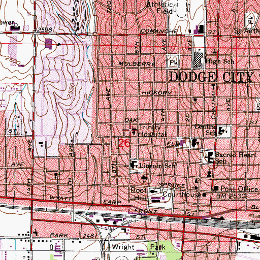 Topographic Map of Trinity Hospital, KS