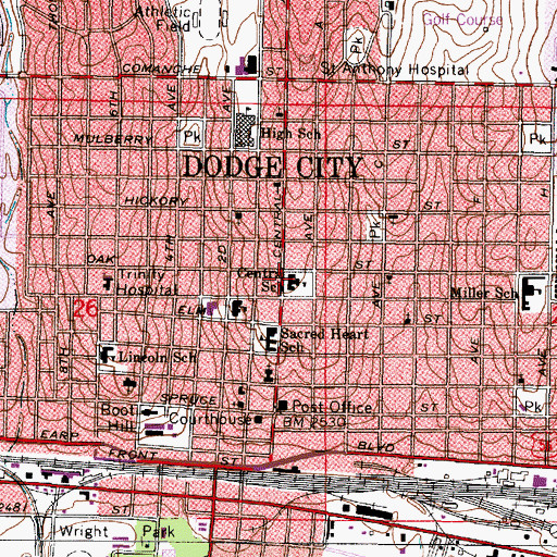 Topographic Map of Central Elementary School, KS