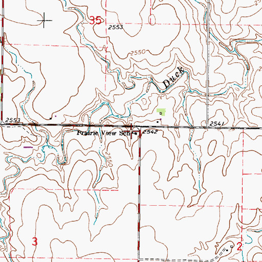 Topographic Map of Prairie View School, KS