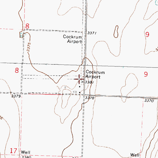 Topographic Map of Cockrum Airport (historical), KS