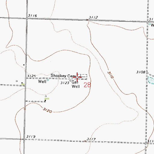 Topographic Map of Shockey Cemetery, KS