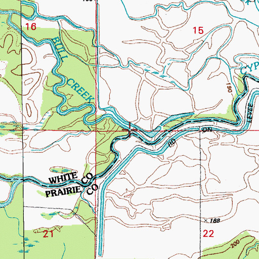 Topographic Map of Bull Creek, AR