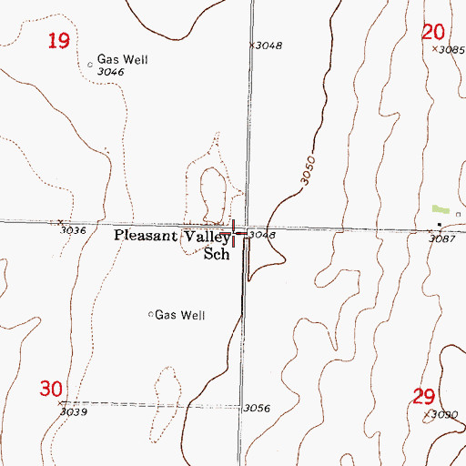 Topographic Map of Pleasant Valley School, KS