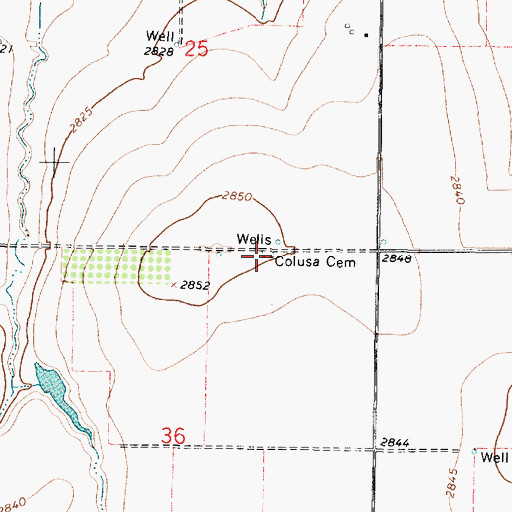 Topographic Map of Colusa Cemetery, KS