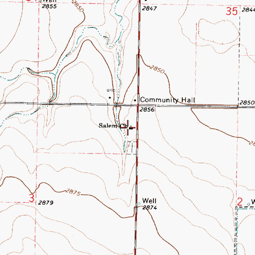 Topographic Map of Salem Church of God in Christ Mennonite Church, KS