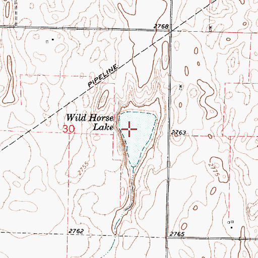 Topographic Map of Wild Horse Lake, KS