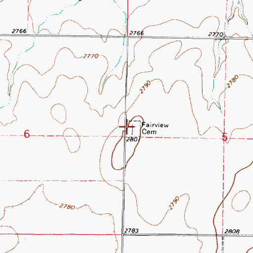 Topographic Map of Fairview Cemetery, KS