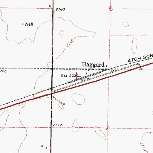 Topographic Map of Haggard, KS