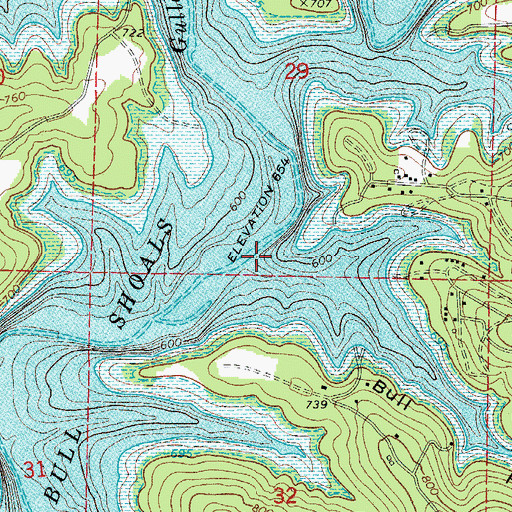 Topographic Map of Bull Hollow, AR