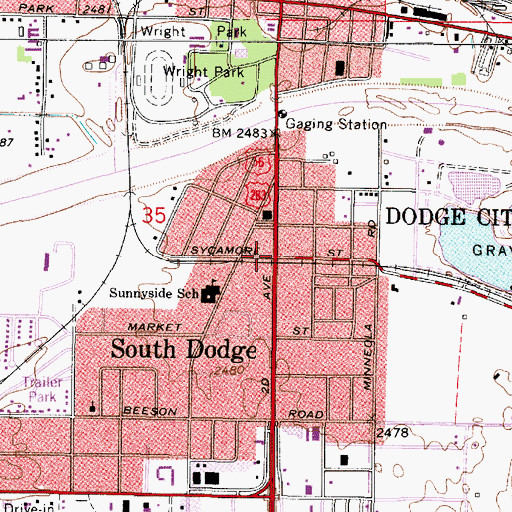Topographic Map of South Dodge, KS