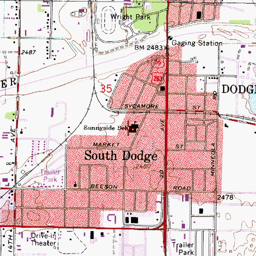 Topographic Map of Sunnyside Elementary School, KS