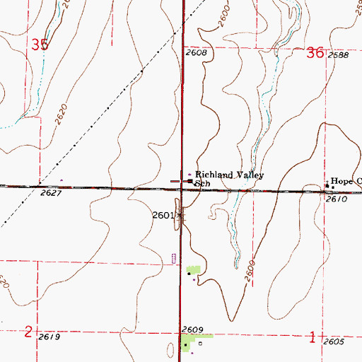 Topographic Map of Richland Valley School (historical), KS