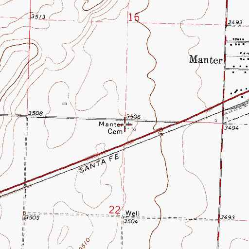 Topographic Map of Manter Cemetery, KS