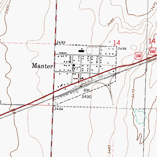 Topographic Map of Manter, KS