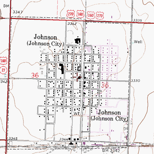 Topographic Map of Johnson, KS