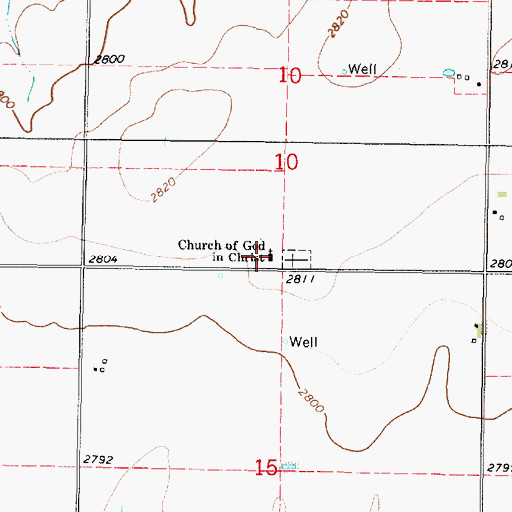 Topographic Map of Montezuma Church of God in Christ, KS