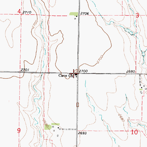 Topographic Map of Cave Church, KS