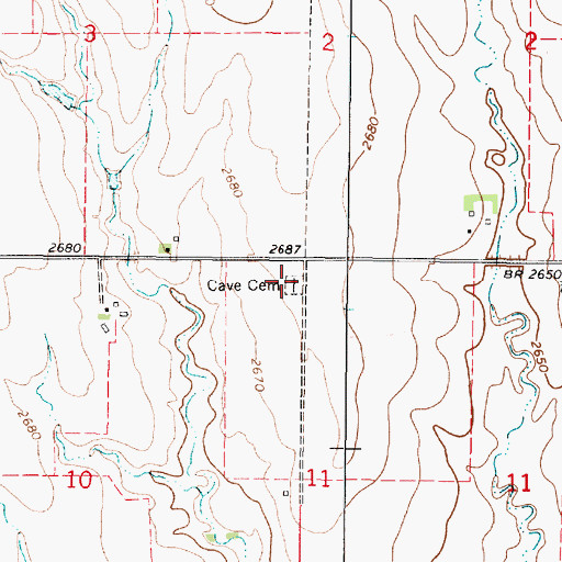 Topographic Map of Cave Cemetery, KS