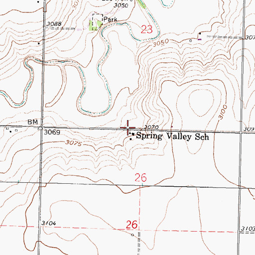 Topographic Map of Spring Valley School, KS