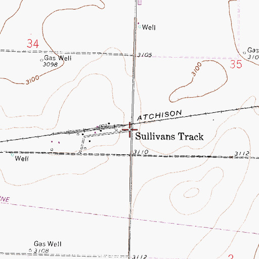 Topographic Map of Sullivans Track, KS