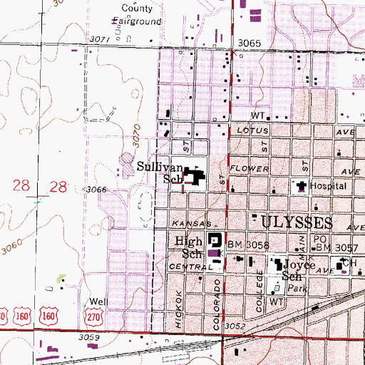 Topographic Map of Sullivan Elementary School, KS