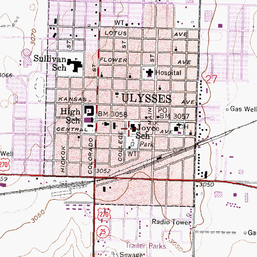 Topographic Map of Ulysses Career Learning Academy, KS