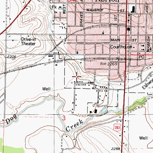 Topographic Map of Robinson Creek, KS