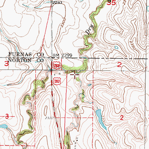 Topographic Map of Deer Creek, KS
