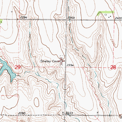 Topographic Map of Sheley Cemetery, KS