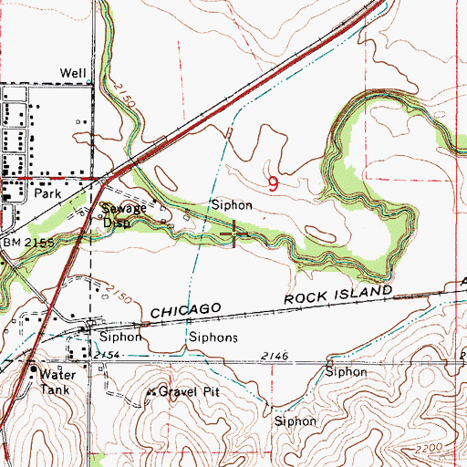 Topographic Map of Horse Creek, KS