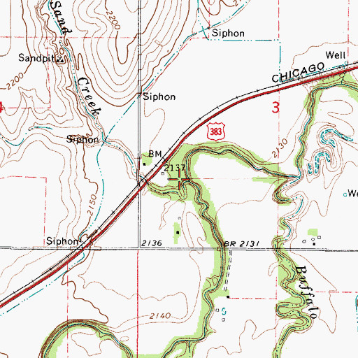 Topographic Map of Sand Creek, KS