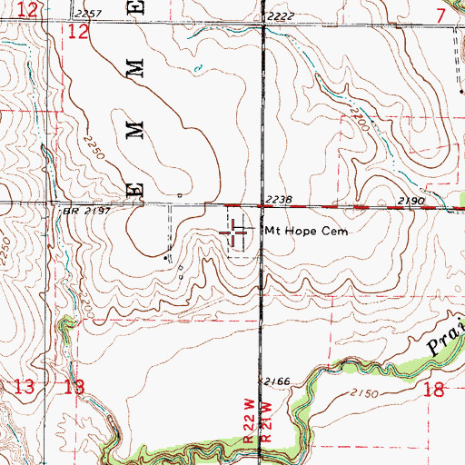 Topographic Map of Mount Hope Cemetery, KS