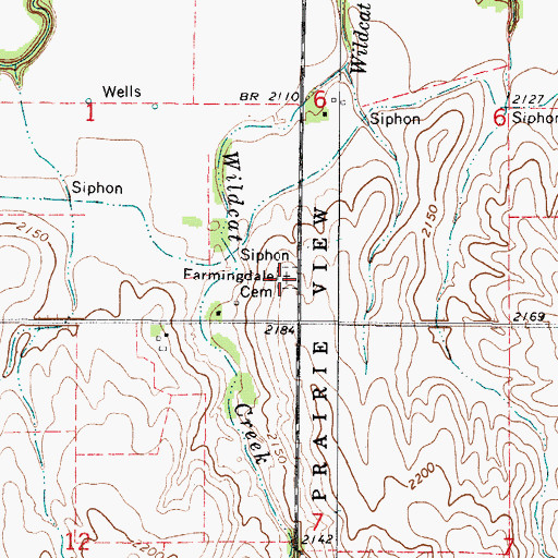 Topographic Map of Farmingdale Cemetery, KS