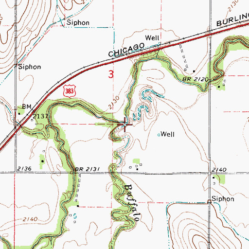 Topographic Map of Buffalo Creek, KS
