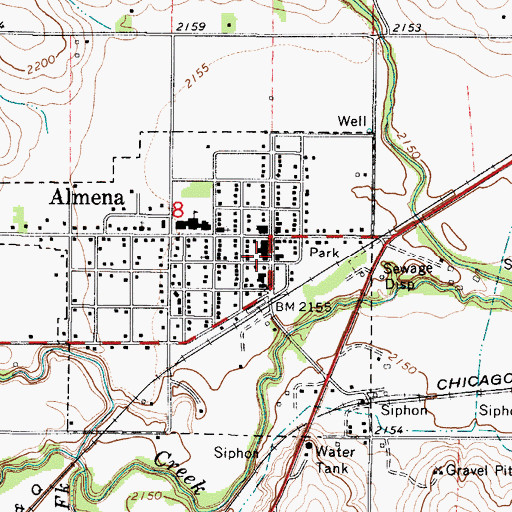 Topographic Map of Almena, KS