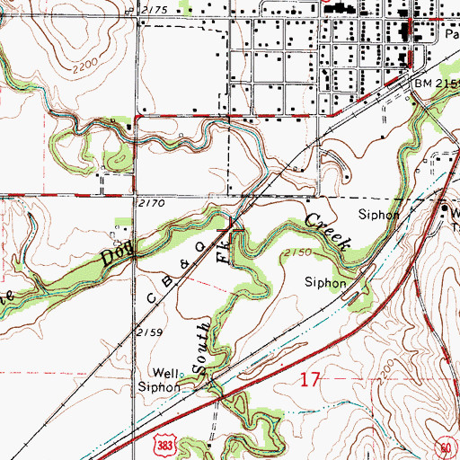 Topographic Map of South Fork Prairie Dog Creek, KS