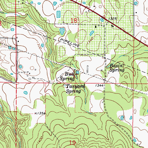 Topographic Map of Bull Spring, AR