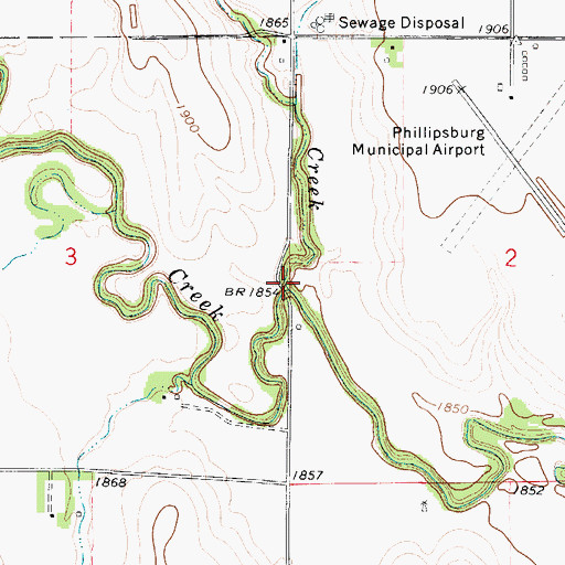 Topographic Map of Plotner Creek, KS