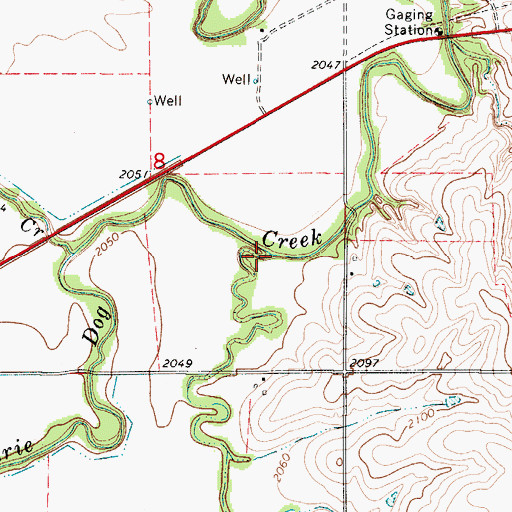 Topographic Map of Battle Creek, KS