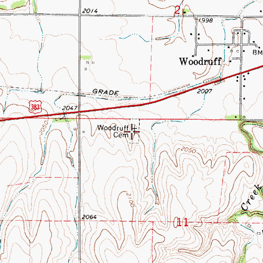 Topographic Map of Woodruff Cemetery, KS