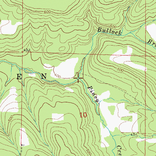 Topographic Map of Bullock Branch, AR