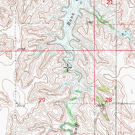 Topographic Map of Bone Creek, NE