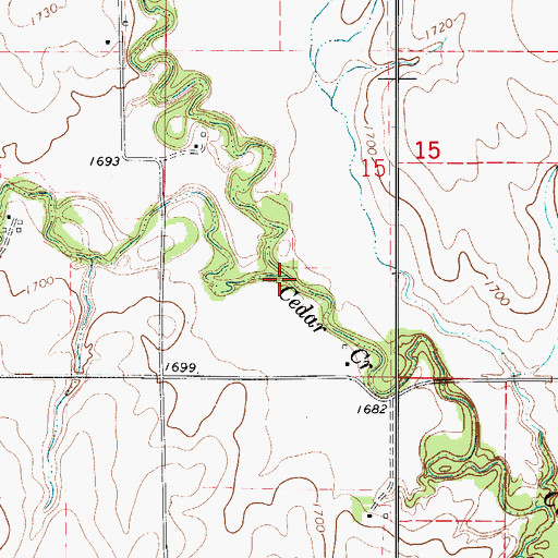 Topographic Map of West Cedar Creek, KS