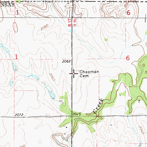 Topographic Map of Chapman Cemetery, KS
