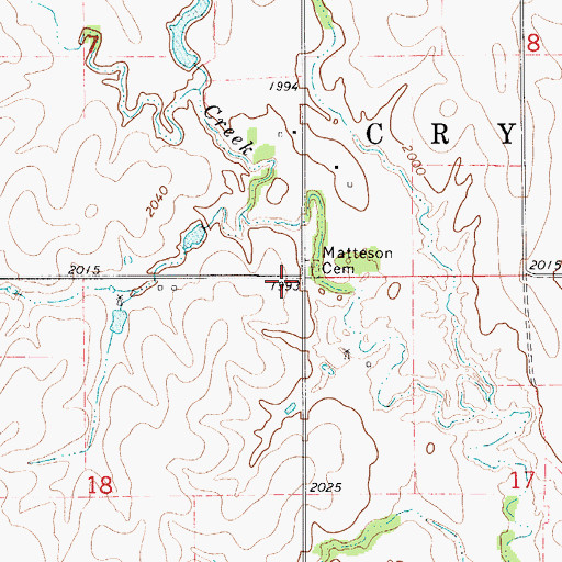 Topographic Map of Matteson Cemetery, KS